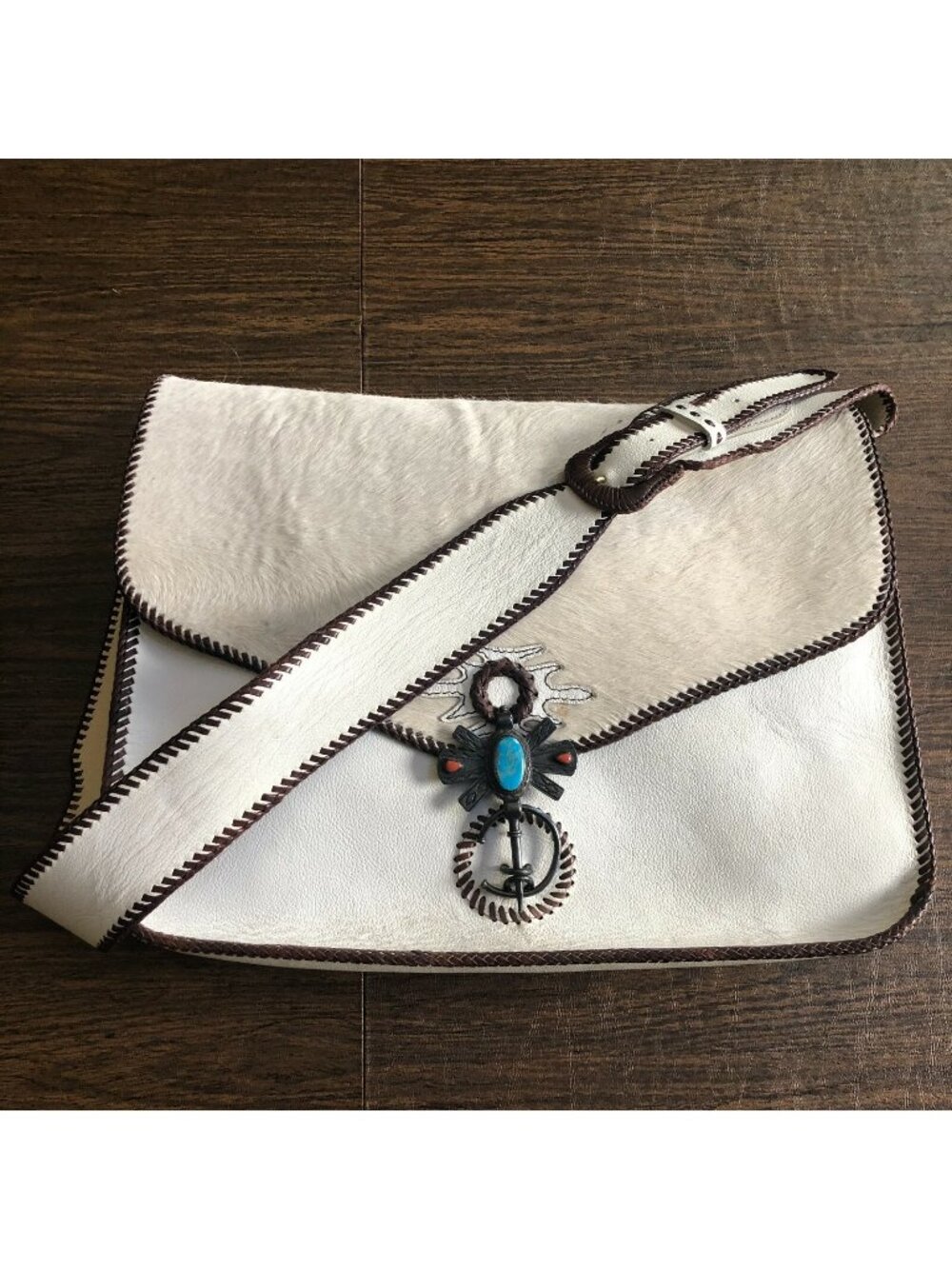 Divine Tribe by Chad Ypon Raw Hide Leather Laptop Satchel Messenger Bag RARE - Picture 1 of 11